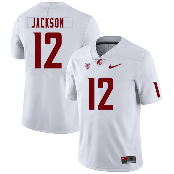 Washington State Cougars #12 Chris Jackson College Football Jerseys Sale-White